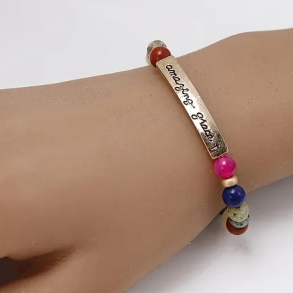 Amazing Grace Gold & Multicolor Beaded Bracelet